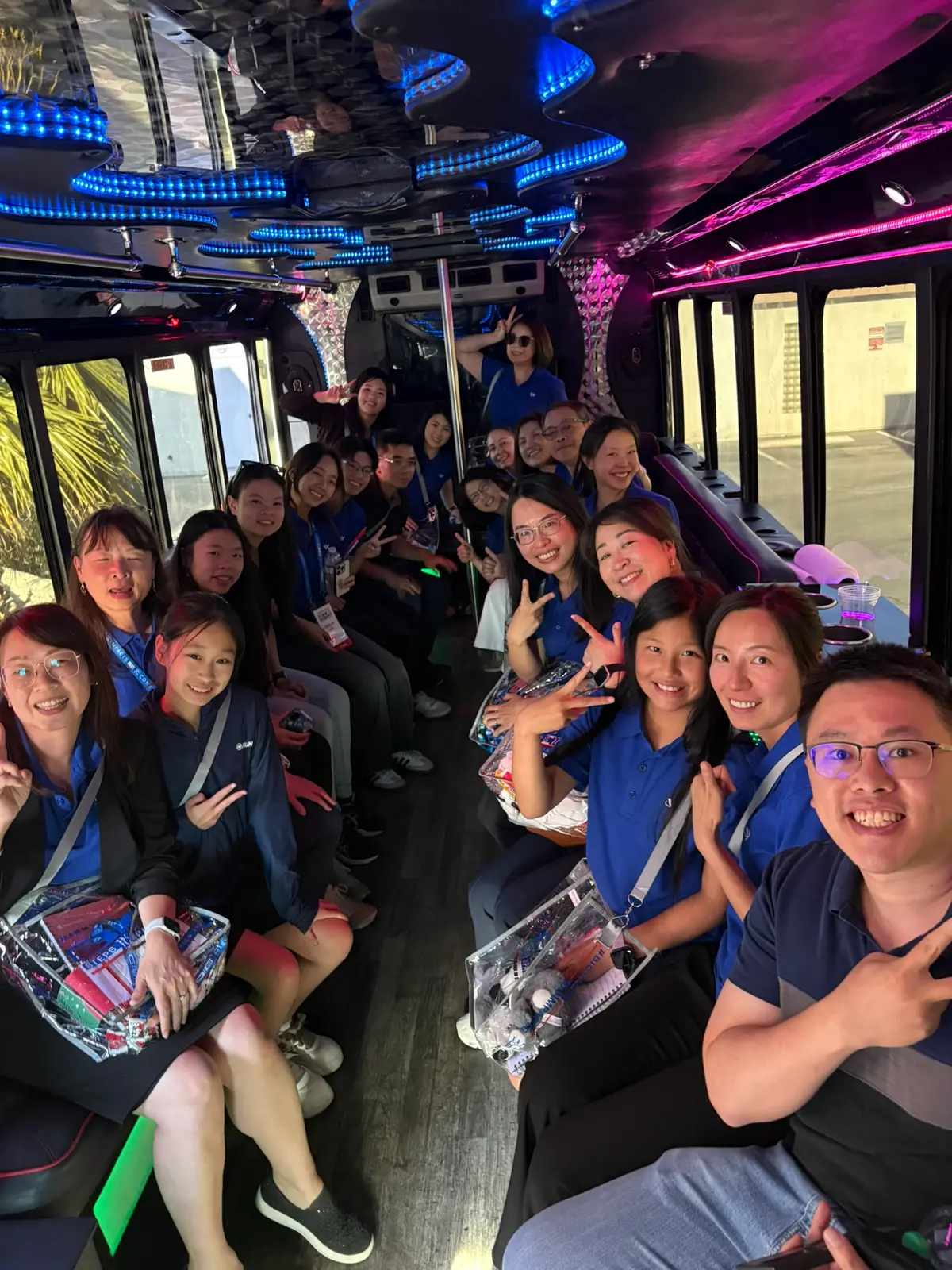 Corporate team event on party bus